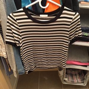 Olive Green and Black Striped Top